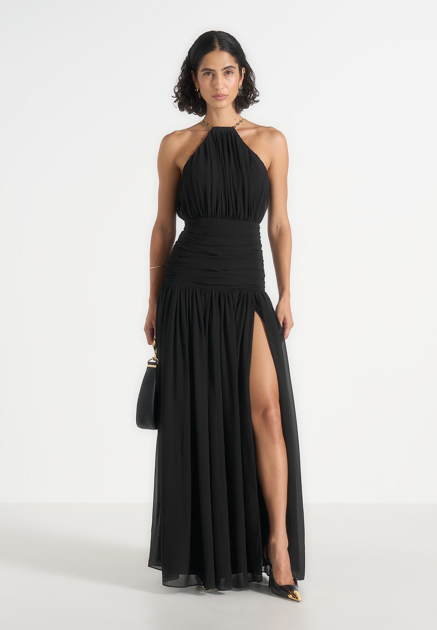 fabienne-metallic-ruched-halterneck-maxi-dress-black