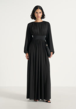 ivana-modest-pleated-cinch-maxi-dress-black