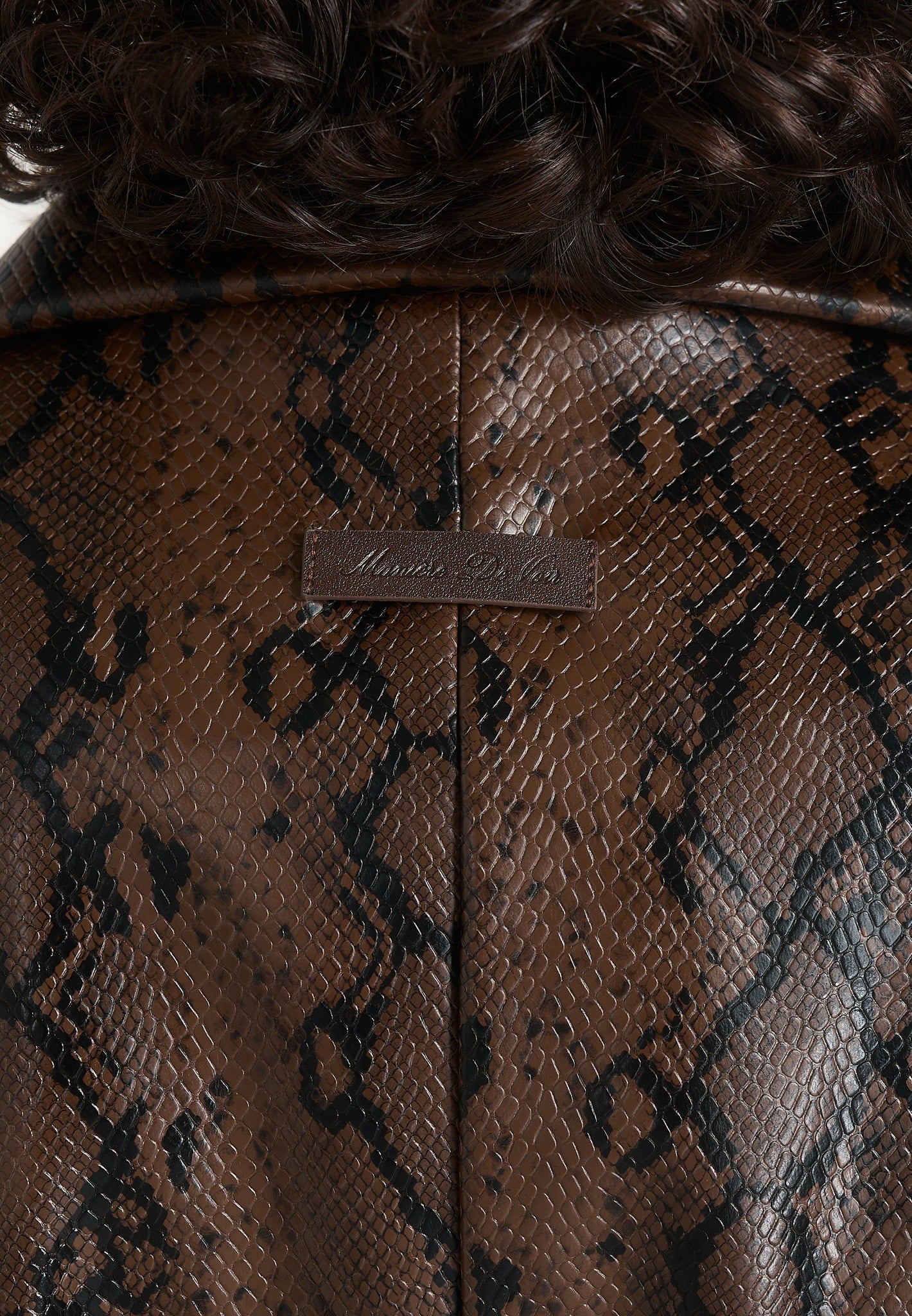 Esma - Python Asymmetric Coat with Cinch Belt - Brown