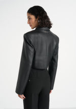 Adina - Leather Cropped Jacket - Black