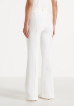 Quinn - High-Waisted Belted Fit & Flare Trousers - White
