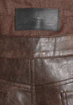 Carmen - Vintage Leather Double Waistband Trousers - Brown
