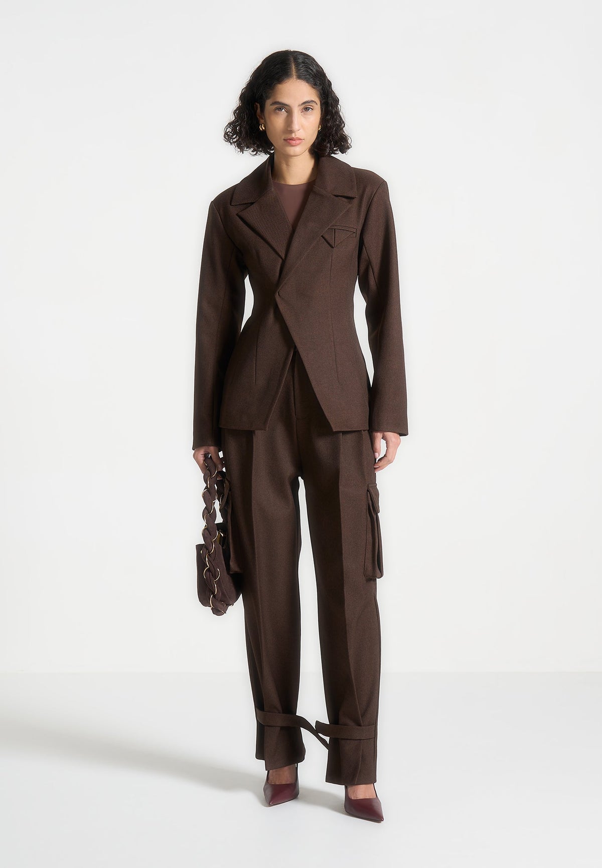 D⁠anielle - Tailored Pleated Cargo Pants - Brown