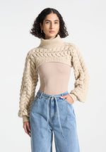 turtleneck-cable-knit-arm-warmers-beige