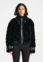 oversized-ribbed-plush-jacket-with-lapel-black