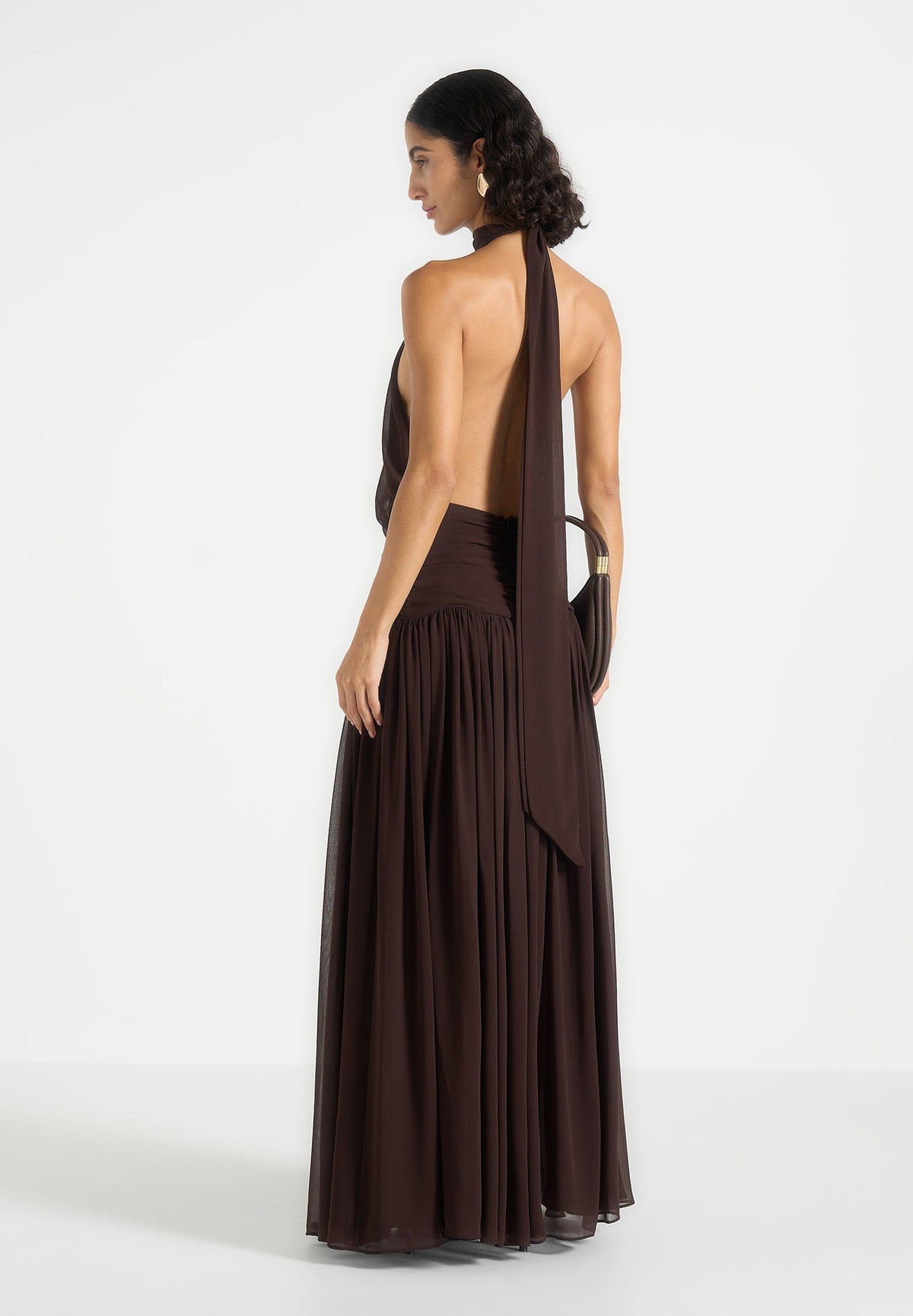 Matilda Gathered Maxi Dress - Brown