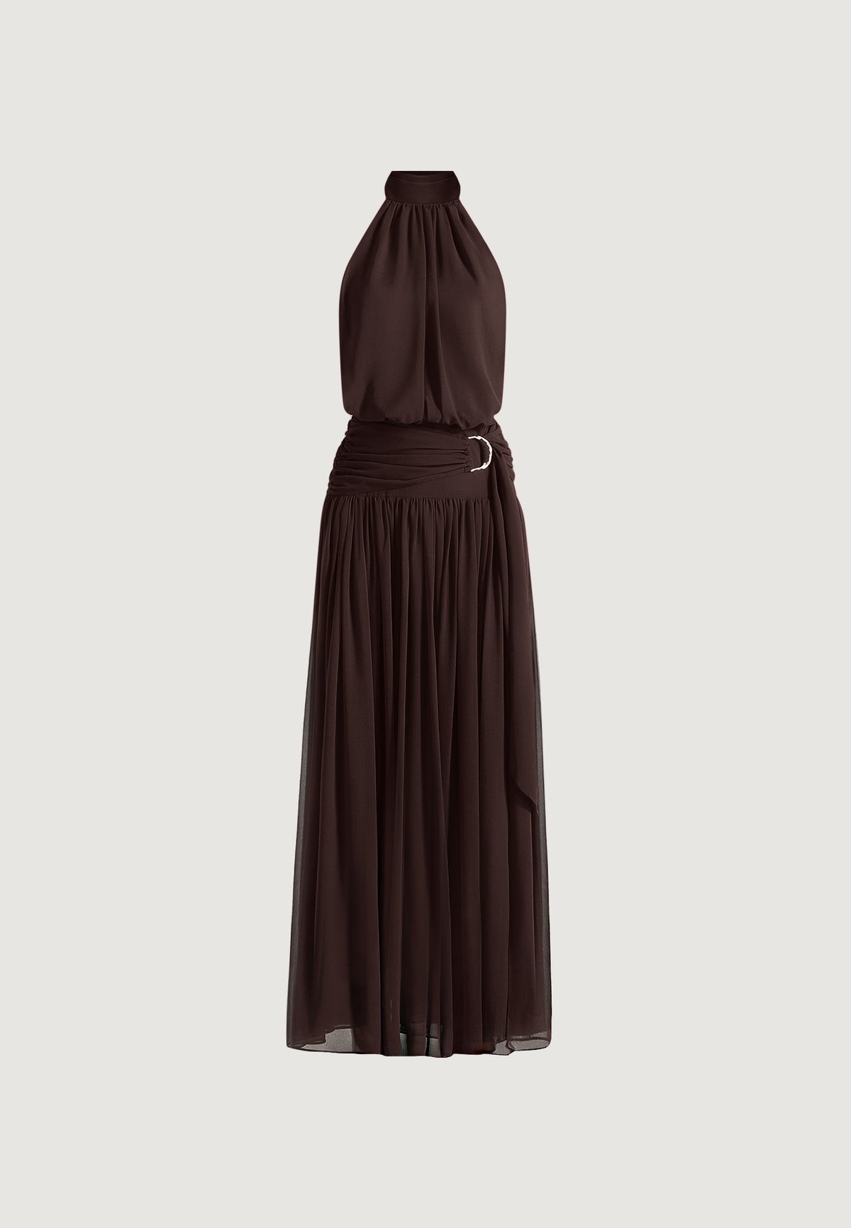 Matilda Gathered Maxi Dress - Brown