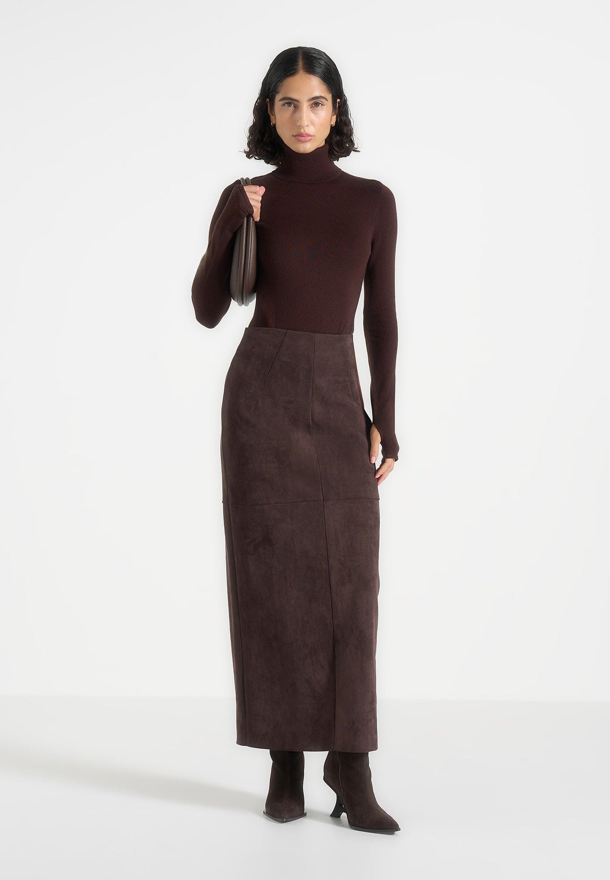 Honor - Wool-Blend Turtleneck Knit Bodysuit - Brown