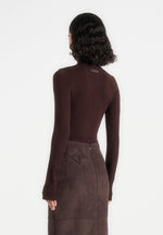 Honor - Wool-Blend Turtleneck Knit Bodysuit - Brown