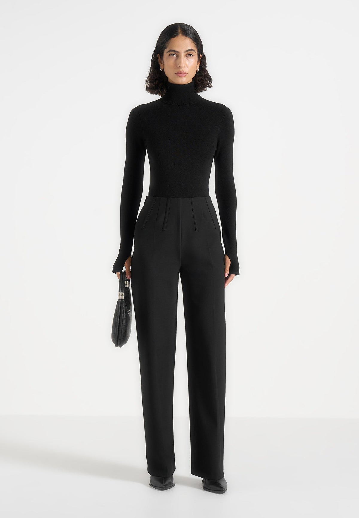 Honor - Wool-Blend Turtleneck Knit Bodysuit - Black