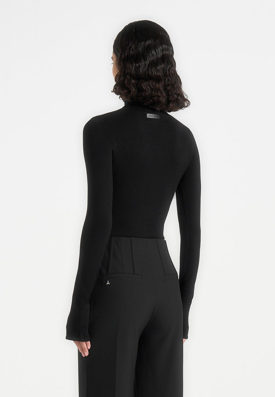 Honor - Wool-Blend Turtleneck Knit Bodysuit - Black