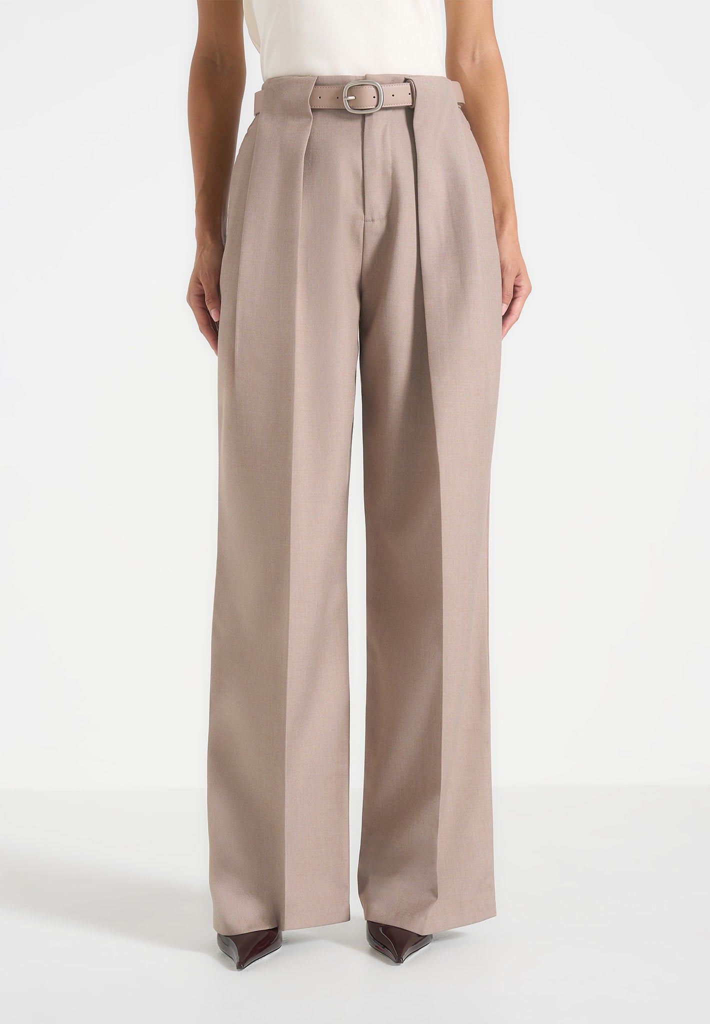 Jodie Pleated Trousers - Taupe