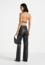 claudette-embossed-leather-halterneck-backless-top-black