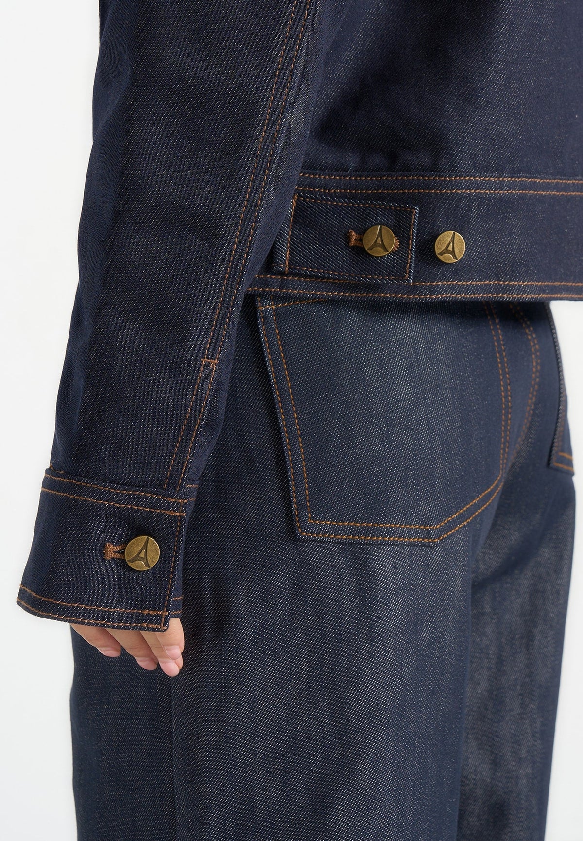 Nino - Unisex Clasp Detail Contrast Stitch Denim Jacket - Indigo