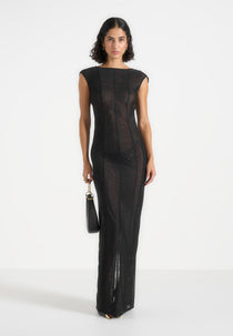 Ulina Seamed Hardware Detail Maxi Dress - Black