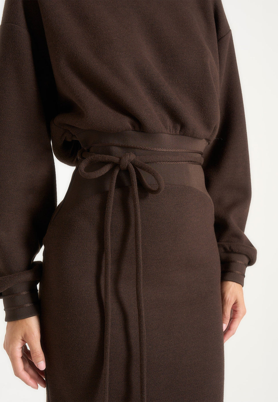 Esme - Belted Knit Maxi Jumper Dress - Brown