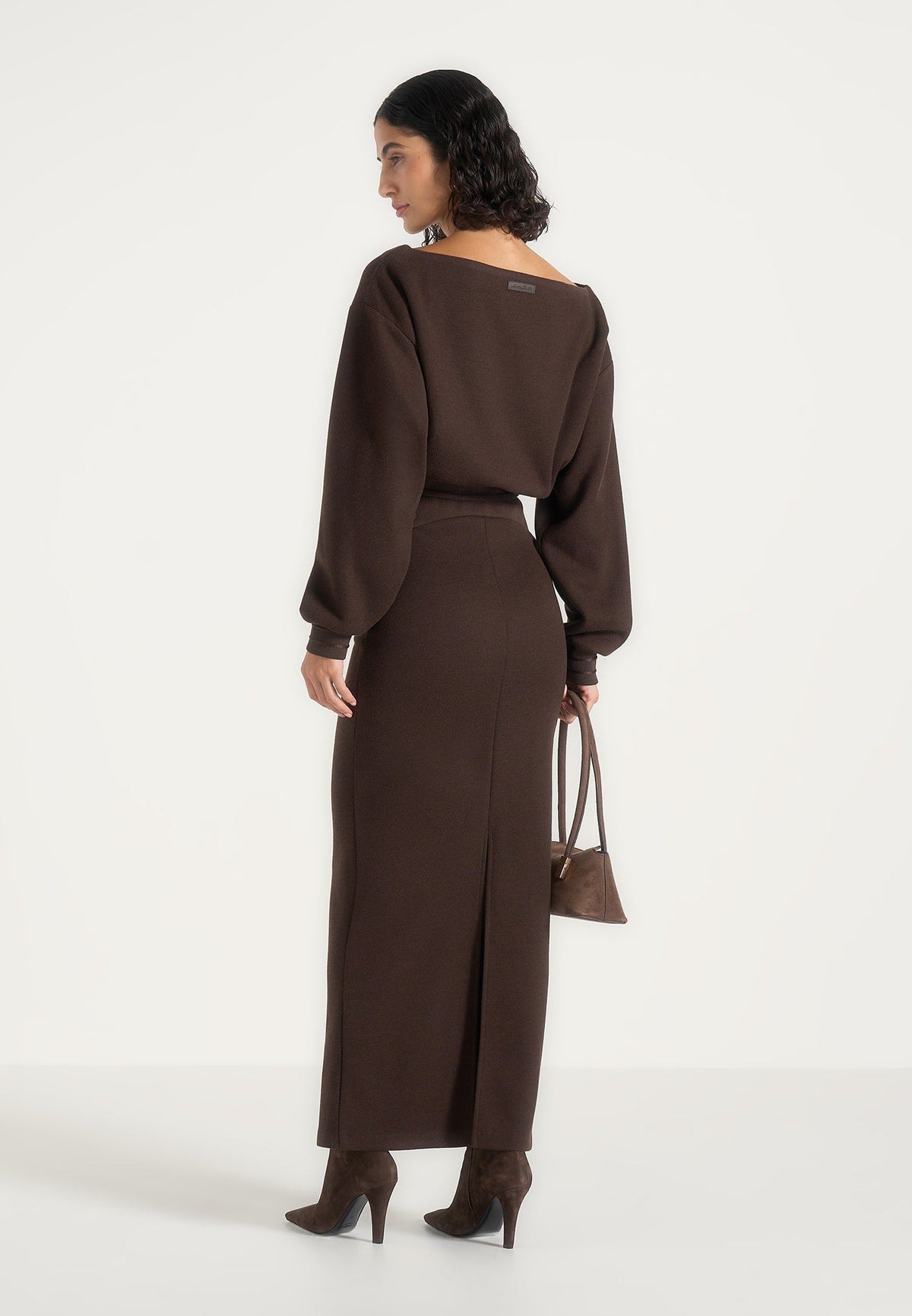 Esme - Belted Knit Maxi Jumper Dress - Brown