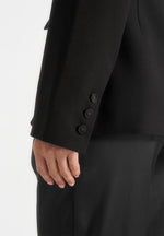 Maia Contrast Satin Blazer - Black