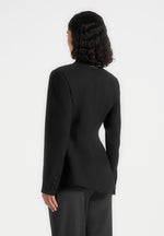 Maia Contrast Satin Blazer - Black