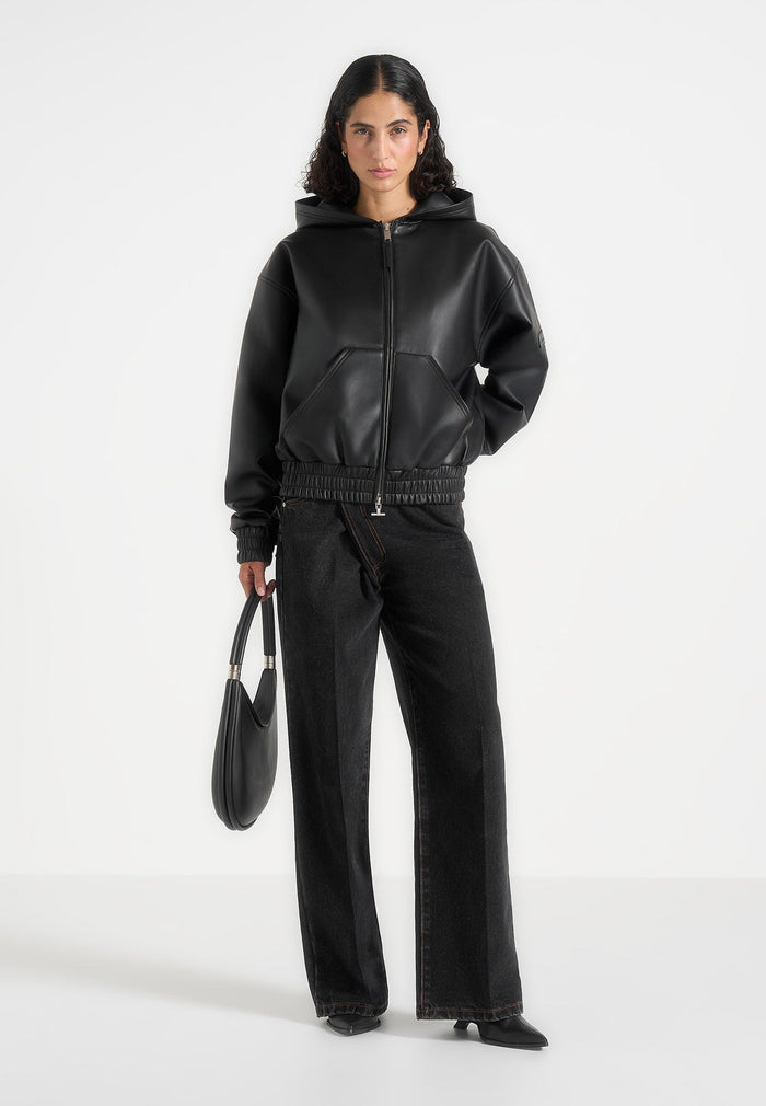 unisex-leather-cropped-hoodie-black1