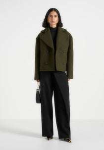 Mika - Unisex Double Breasted Wool Jacket - Olive