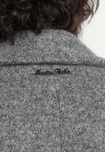 Jena - Wide Shoulder Wool Coat with Cinch Belt - Grey