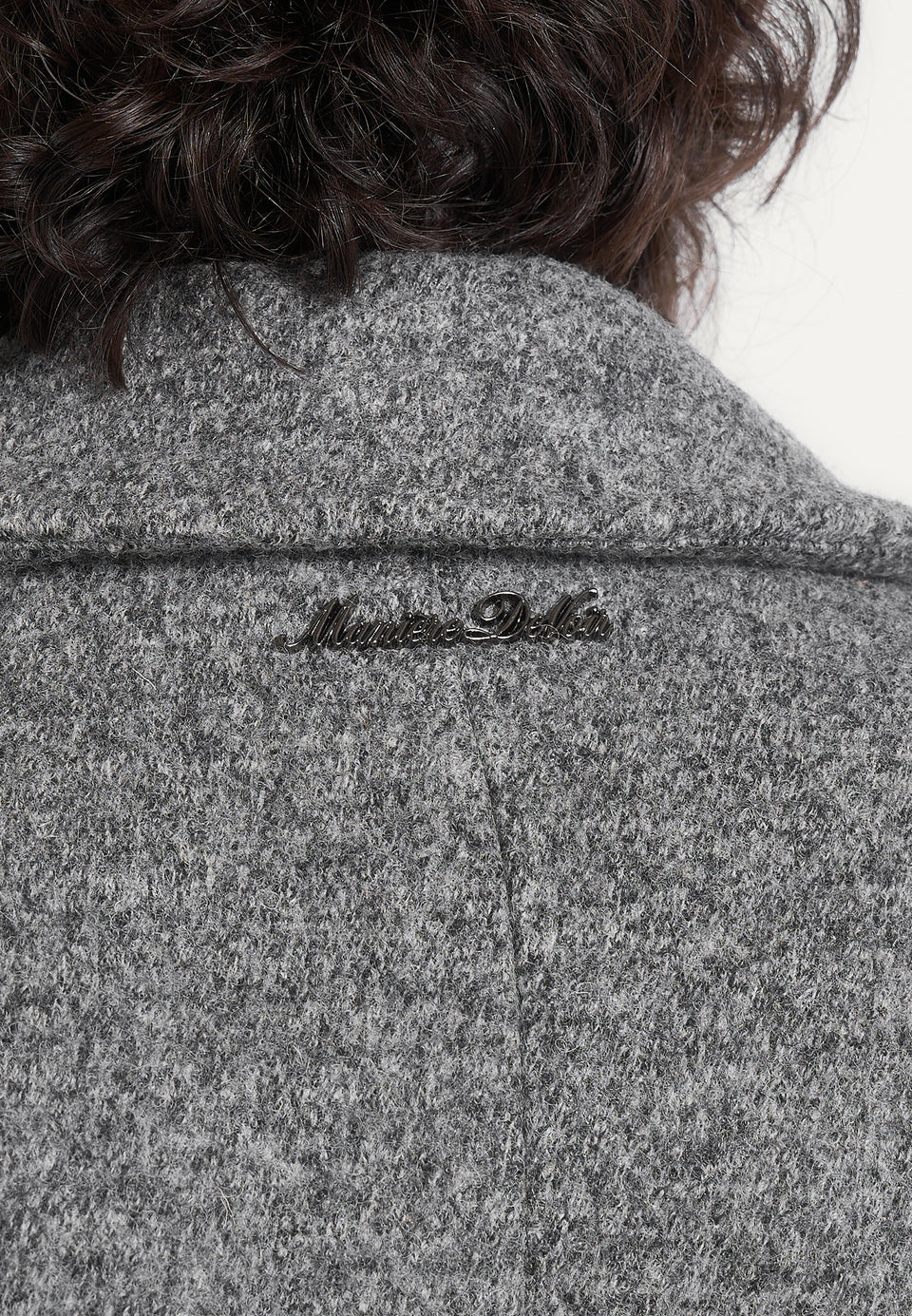 Jena - Wide Shoulder Wool Coat with Cinch Belt - Grey