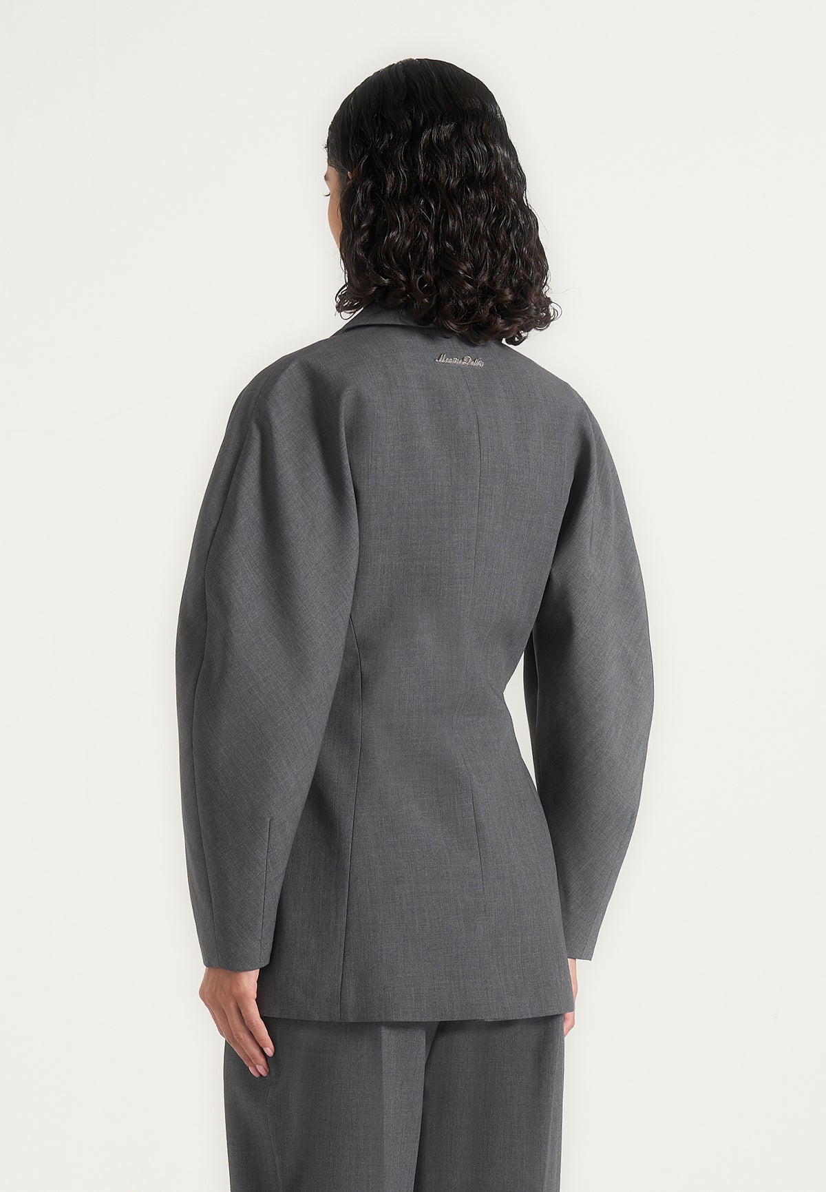 Greer - Wool-Blend Balloon Sleeve Double Breasted Blazer - Grey