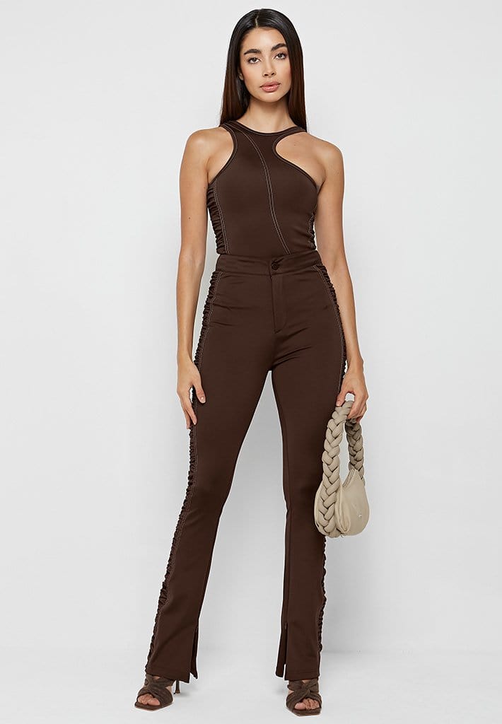 asymmetric-ruched-side-bodysuit-chocolate-brown