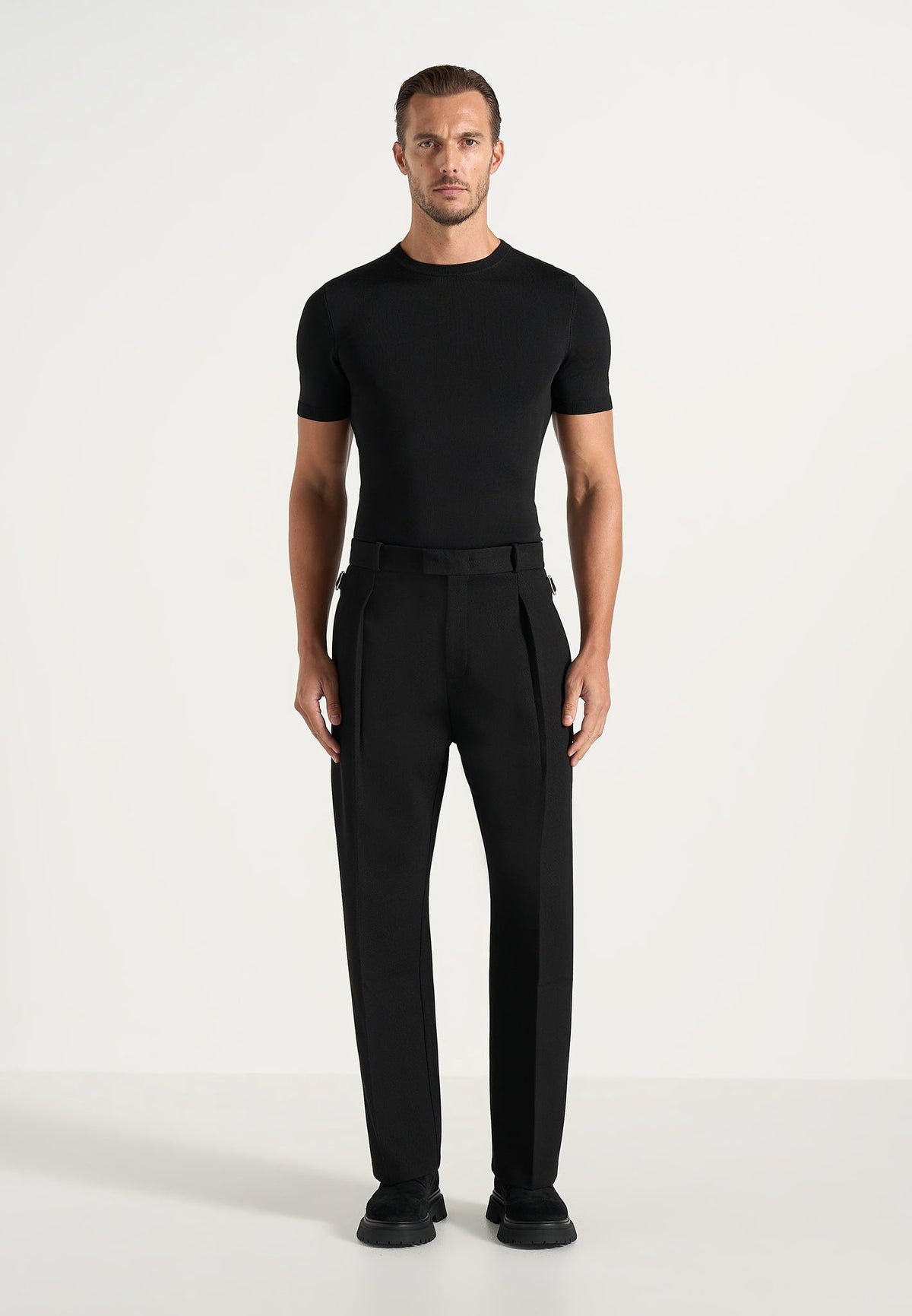 Dorian - Pleated Tailored Pants - Black