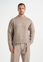 KW001 - Brushed Wool Knit Signature Jumper - Beige