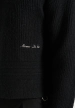 Remi - Signature Ribbed Wool-Blend V-Neck Jumper - Black