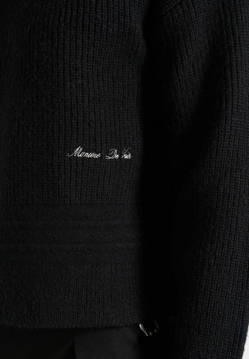 Remi - Signature Ribbed Wool-Blend V-Neck Jumper - Black