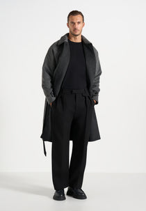 Alfie - Reversible Belted Wool Blend Car Coat - Grey / Black