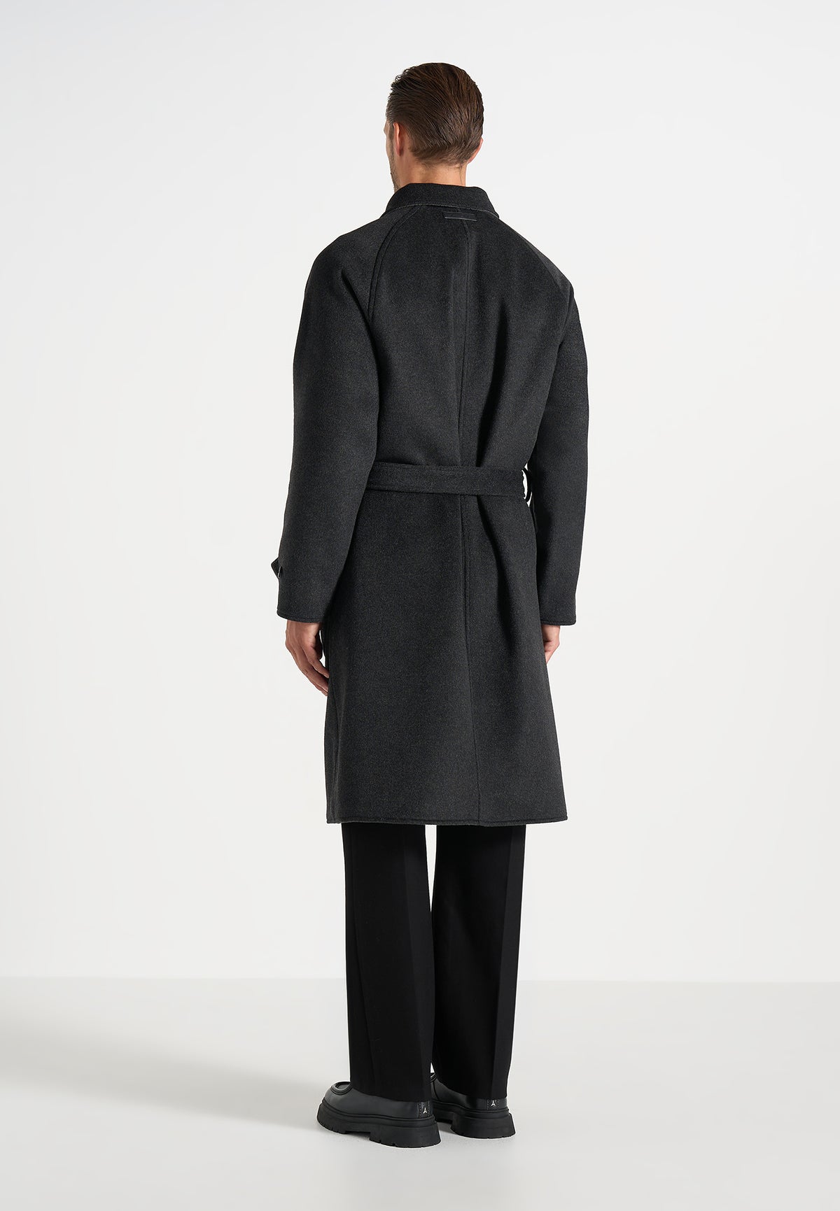 Alfie - Reversible Belted Wool Blend Car Coat - Grey / Black