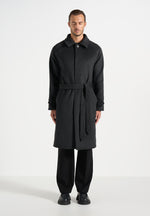 Alfie - Reversible Belted Wool Blend Car Coat - Grey / Black