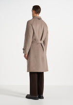 Alfie - Reversible Belted Wool Blend Car Coat - Brown / Taupe