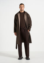 Alfie - Reversible Belted Wool Blend Car Coat - Brown / Taupe