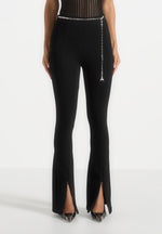 Alienor - Fit and Flare Leggings with Chain - Black