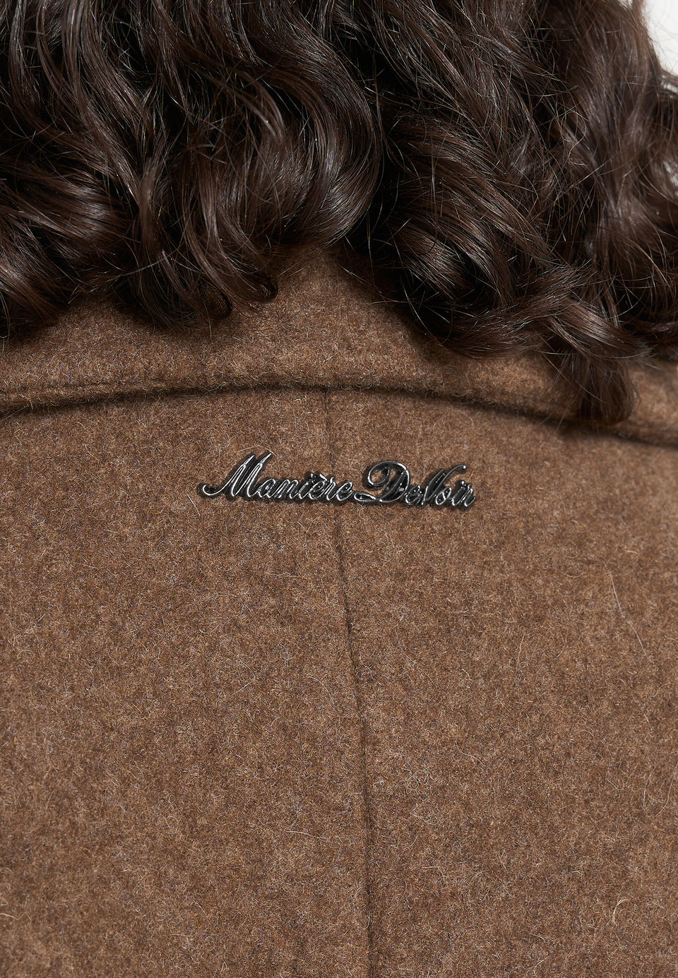 Jena - Wide Shoulder Wool Coat with Cinch Belt - Brown
