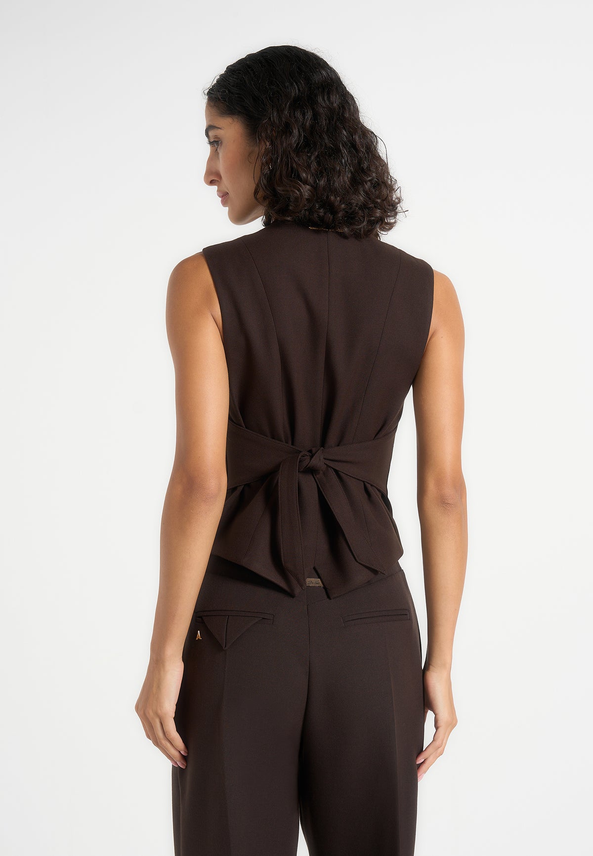Christine - Tailored Cinched Suit Vest - Brown