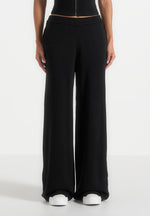 Mirella - Wide Leg Knit Joggers - Black