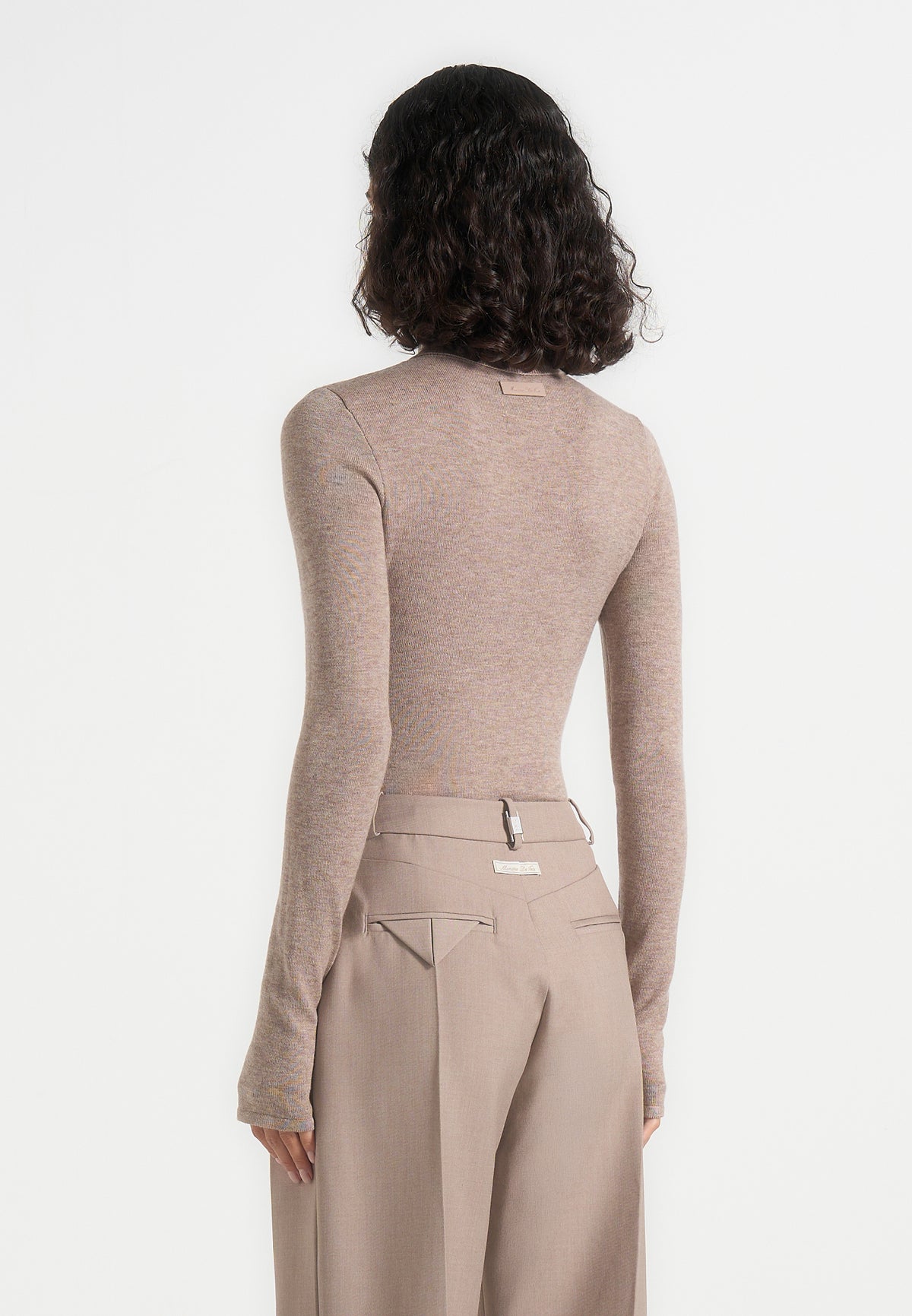 Honor - Wool-Blend Turtleneck Knit Bodysuit - Taupe