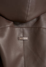 Tamsin - Hooded Cropped Leather Jacket With Belt - Brown