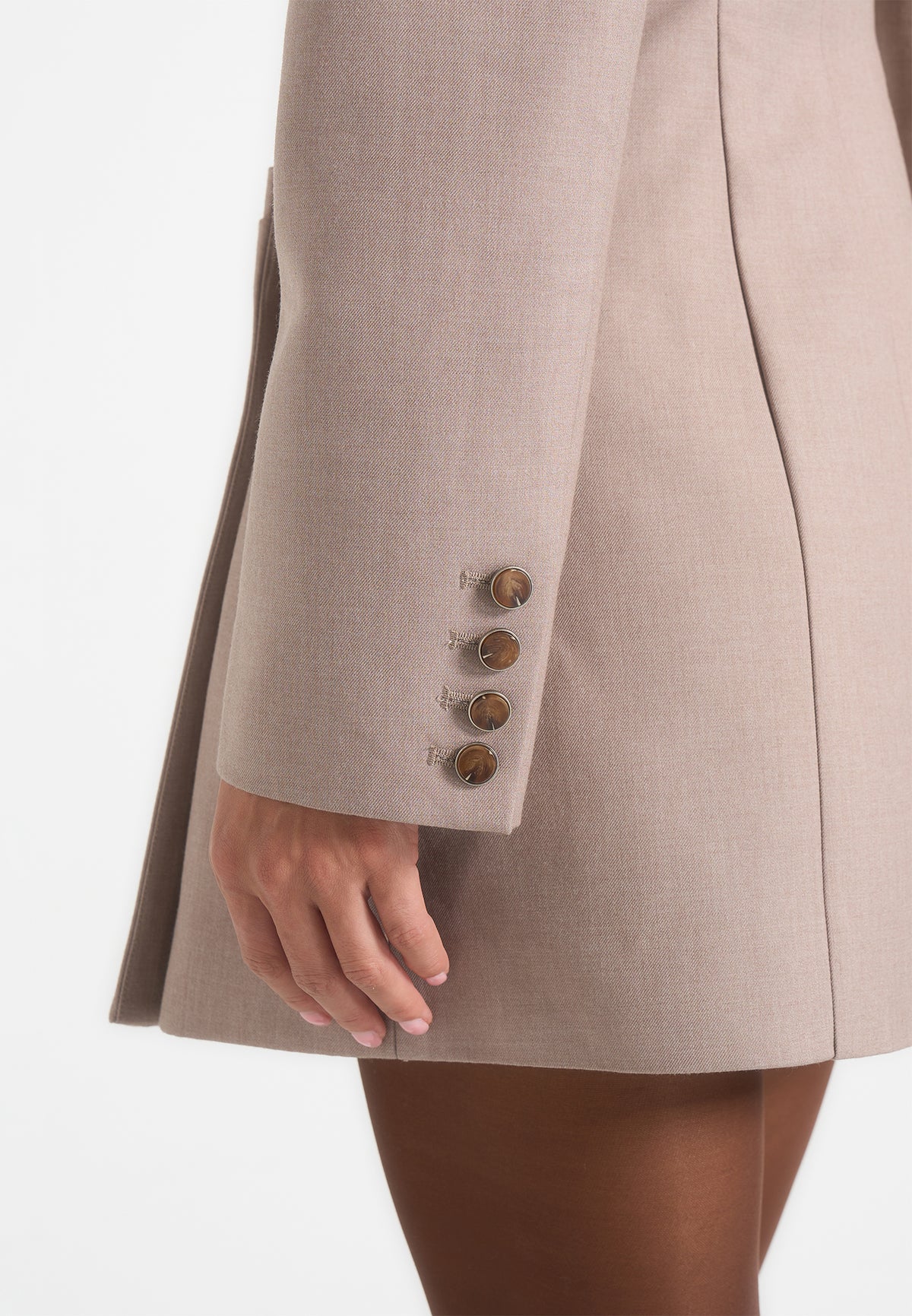 Farah - Asymmetric Ruched Blazer Mini Dress - Taupe