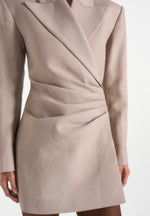 Farah - Asymmetric Ruched Blazer Mini Dress - Taupe