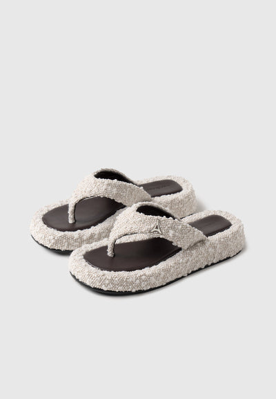 Rosalie - Boucle Flatform Sandals - Off White/Brown