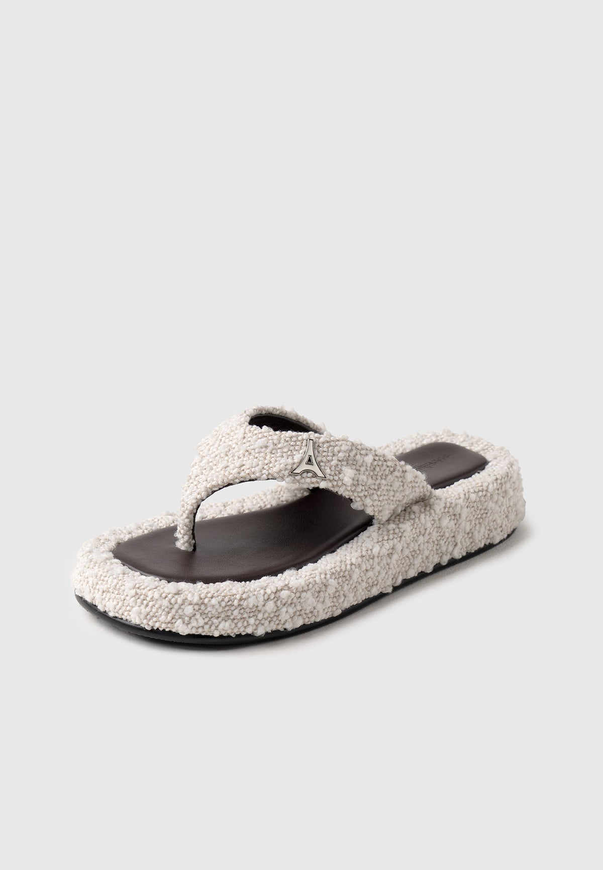 Rosalie - Boucle Flatform Sandals - Off White/Brown