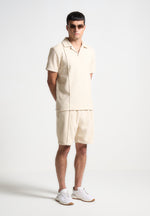 boucle-pintuck-shorts-beige