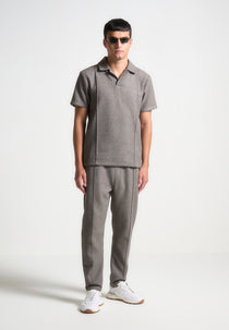 Boucle Revere Pintuck Polo Shirt  - Charcoal Grey